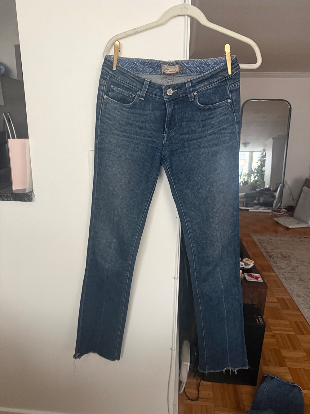 VINTAGE Paige Low-Rise, Split-Hem Straight Jeans